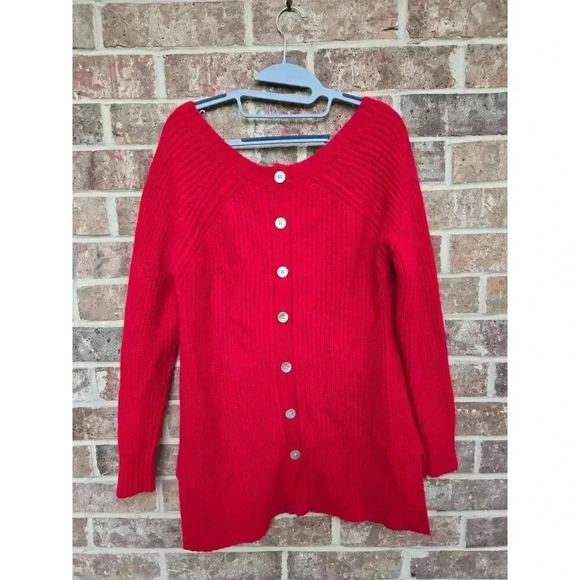 Soft Surroundings  Label Noir 100% Cashmere Red Sweater Size M - Picture 4 of 4